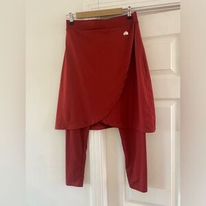 Snoga athletic faux wrap skirt cranberry ankle length leggings athletic skirt M